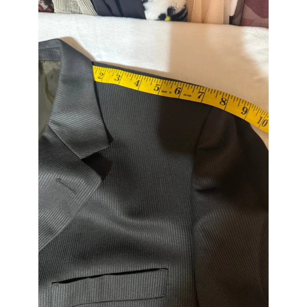Albert Nipon Mens Wool Silk Suit‎ Charcoal Gray 4-Button Blazer Trousers Set